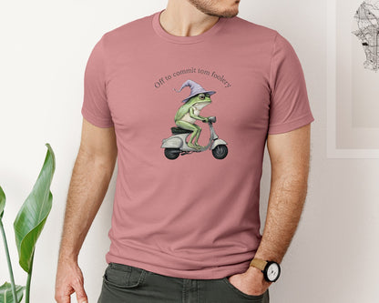 brand:Bella Canvas|color:Heather Mauve|Funny Frog Cartoon T Shirt Graphic T-Shirt