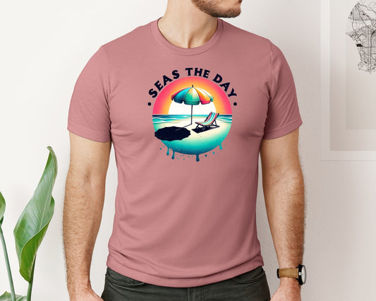 Retro Beach Seas The Day Graphic T-Shirt