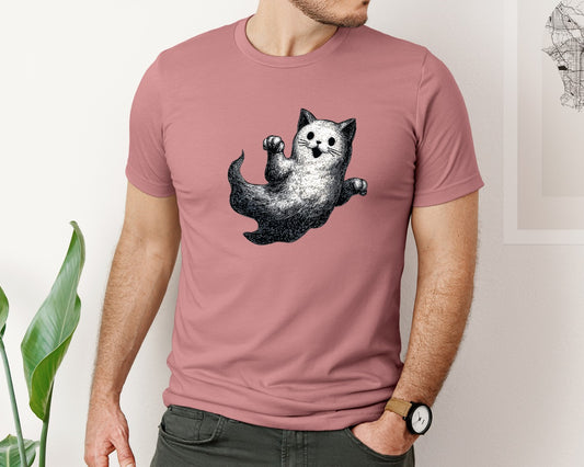 Halloween Ghost And Cat 17 Graphic T-Shirt