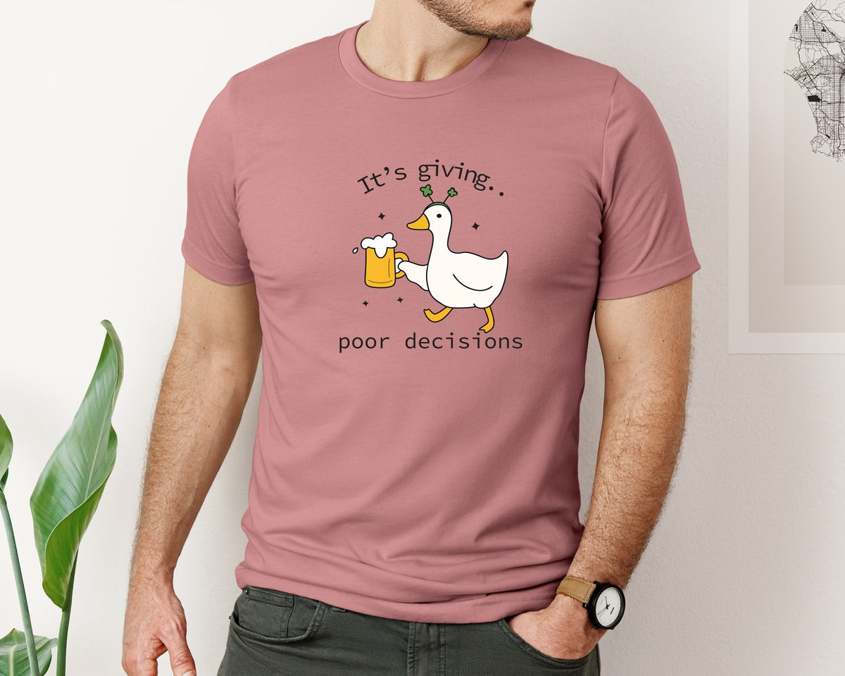 brand:Bella Canvas|color:Heather Mauve|Funny Goose St Patricks Day Graphic T-Shirt