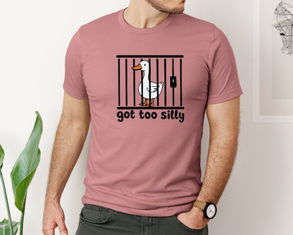 brand:Bella Canvas|color:Heather Mauve|Got Too Silly Funny Goose Meme 2 Graphic T-Shirt