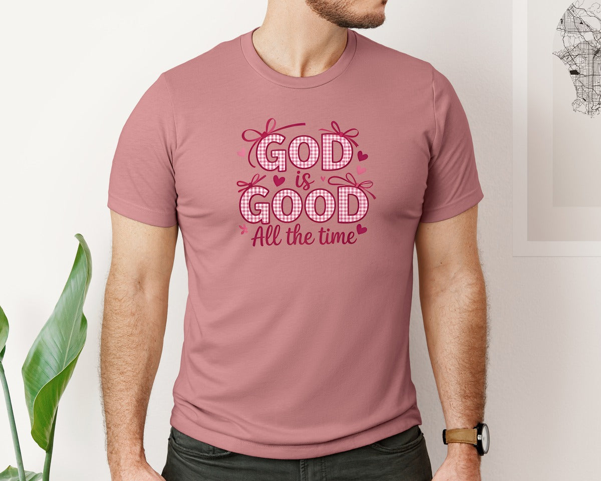 brand:Bella Canvas|color:Heather Mauve|Retro Christian Valentines Design Graphic T-Shirt