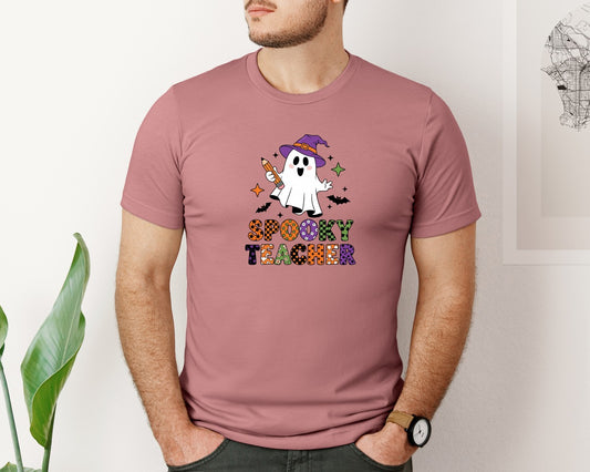 Spooky Teacher Halloween Ghost Graphic T-Shirt