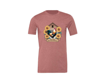 brand:Generic|color:Heather Mauve|Just A Girl Who Loves Chickens 8 Graphic T-Shirt