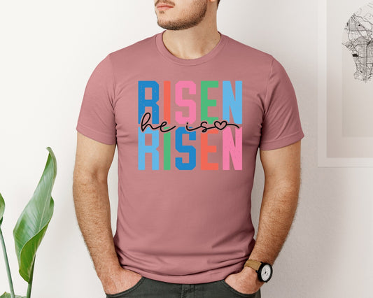 He Is Risen Risen Retro Easter Graphic T-Shirt