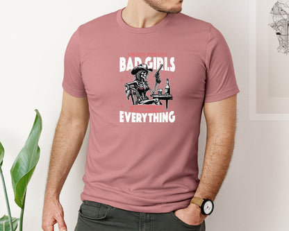 brand:Bella Canvas|color:Heather Mauve|Cowgirl Skeleton Shirt Graphic T-Shirt