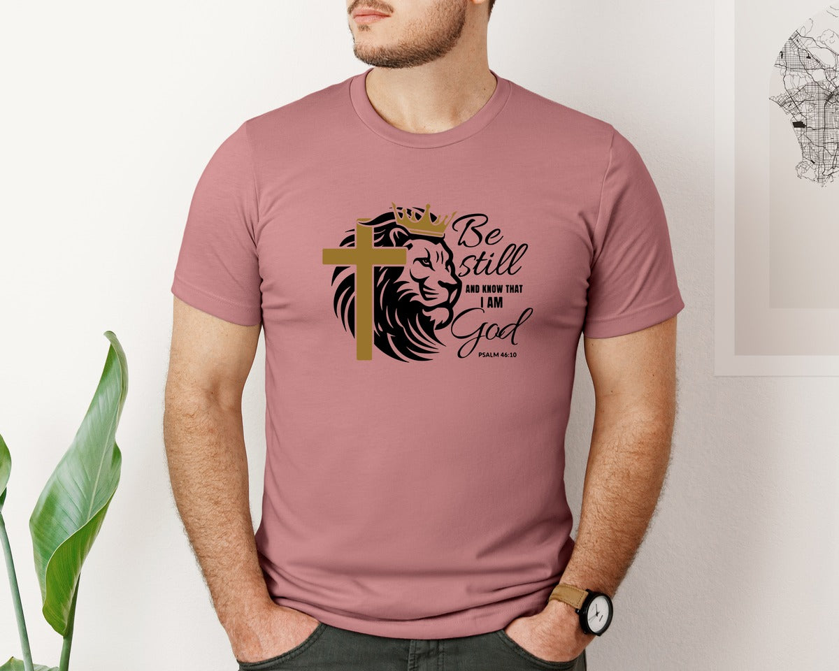 brand:Bella Canvas|color:Heather Mauve|Psalm 46 10 Svglion Of Judah Graphic T-Shirt