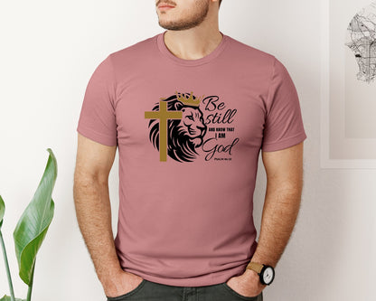 brand:Bella Canvas|color:Heather Mauve|Psalm 46 10 Svglion Of Judah Graphic T-Shirt