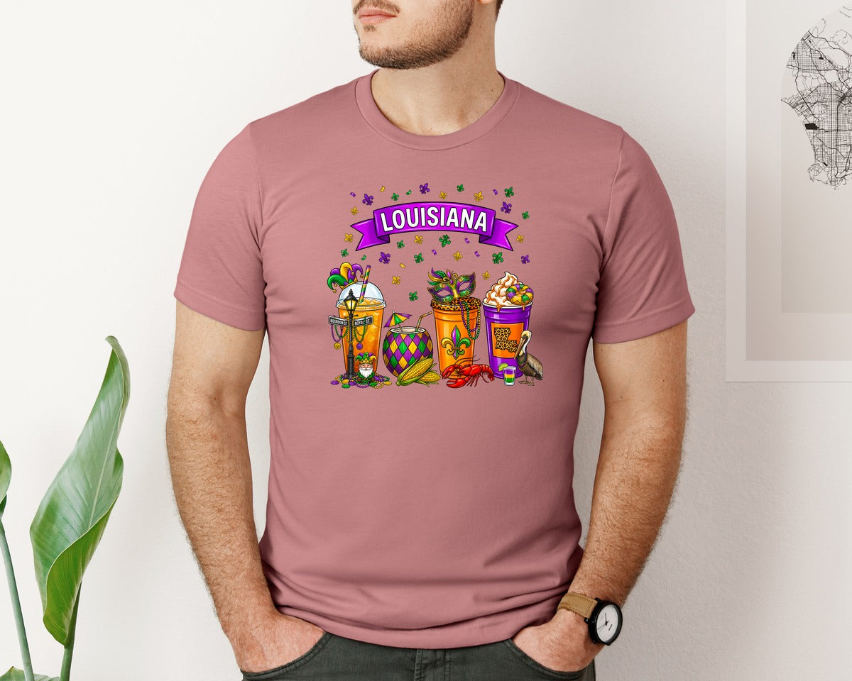 brand:Bella Canvas|color:Heather Mauve|Louisiana Coffee Coffee Graphic T-Shirt