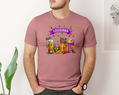 brand:Bella Canvas|color:Heather Mauve|Louisiana Coffee Coffee Graphic T-Shirt