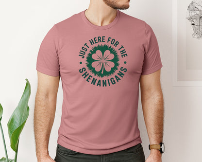 brand:Bella Canvas|color:Heather Mauve|Just Here For The Shenanigans 2 Graphic T-Shirt