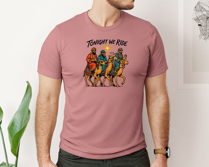 brand:Bella Canvas|color:Heather Mauve|Tonight We Ride Three Wise Men On Came Graphic T-Shirt