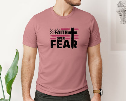 brand:Bella Canvas|color:Heather Mauve|Faith Over Fear Christian Design 2 Graphic T-Shirt