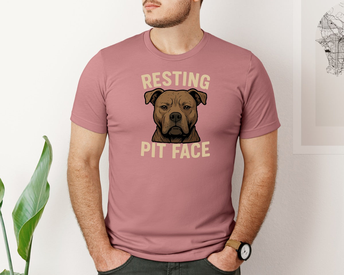 brand:Bella Canvas|color:Heather Mauve|Resting Pitbull Dog T Shirt Graphic T-Shirt