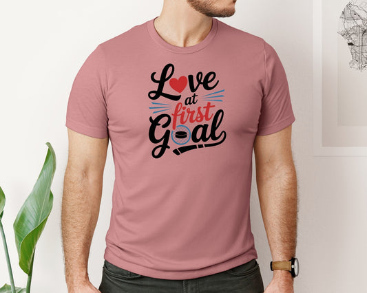 Love At First Goal Ice Hockey Shirt Graphic T-Shirt