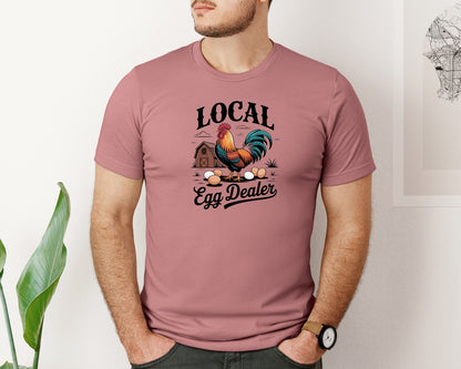 brand:Bella Canvas|color:Heather Mauve|Local Egg Dealer Rooster Farmhouse Graphic T-Shirt