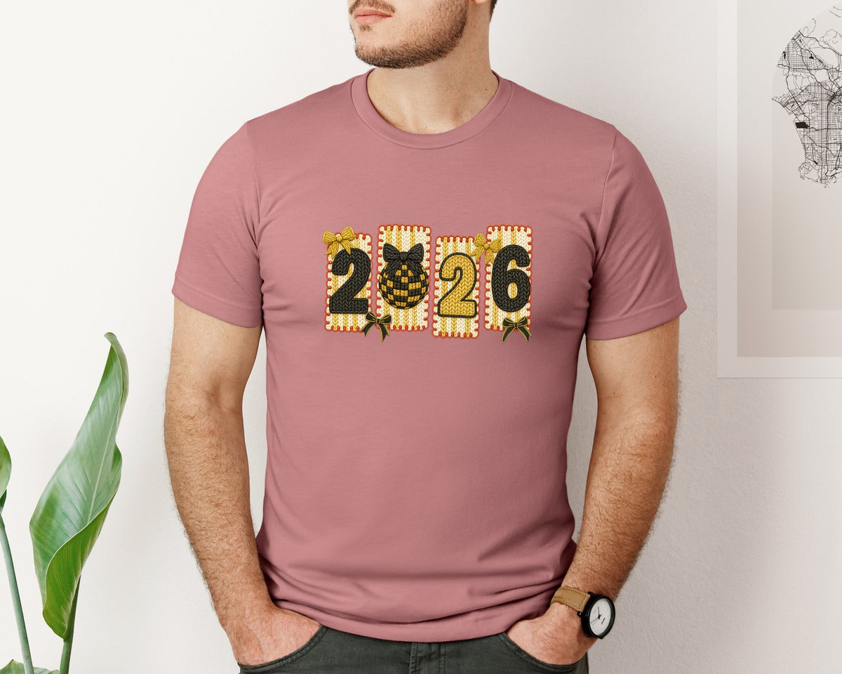 brand:Bella Canvas|color:Heather Mauve|Yarn Crochet Happy New Year 2026 3 Graphic T-Shirt