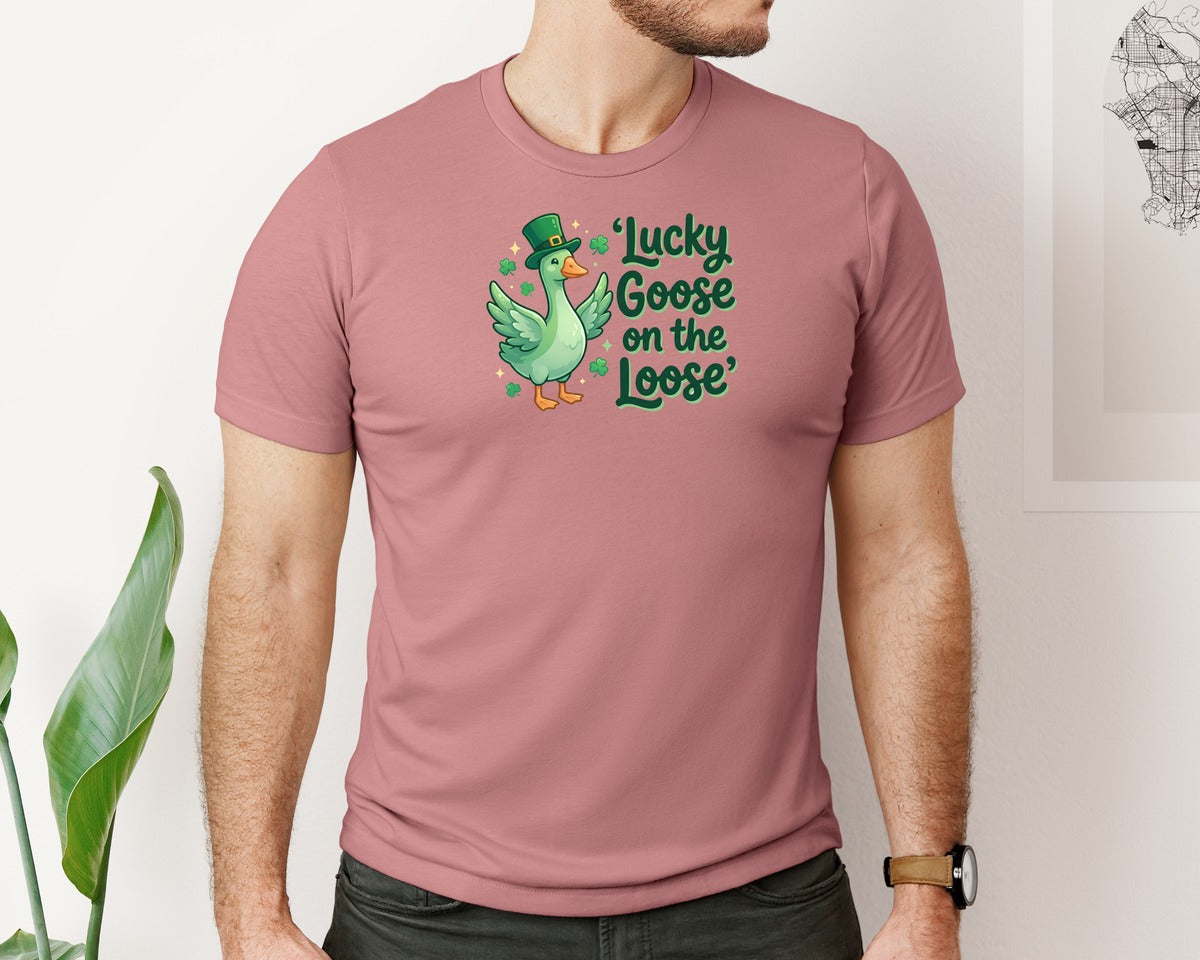 brand:Bella Canvas|color:Heather Mauve|St Patricks Day Goose Graphic T-Shirt
