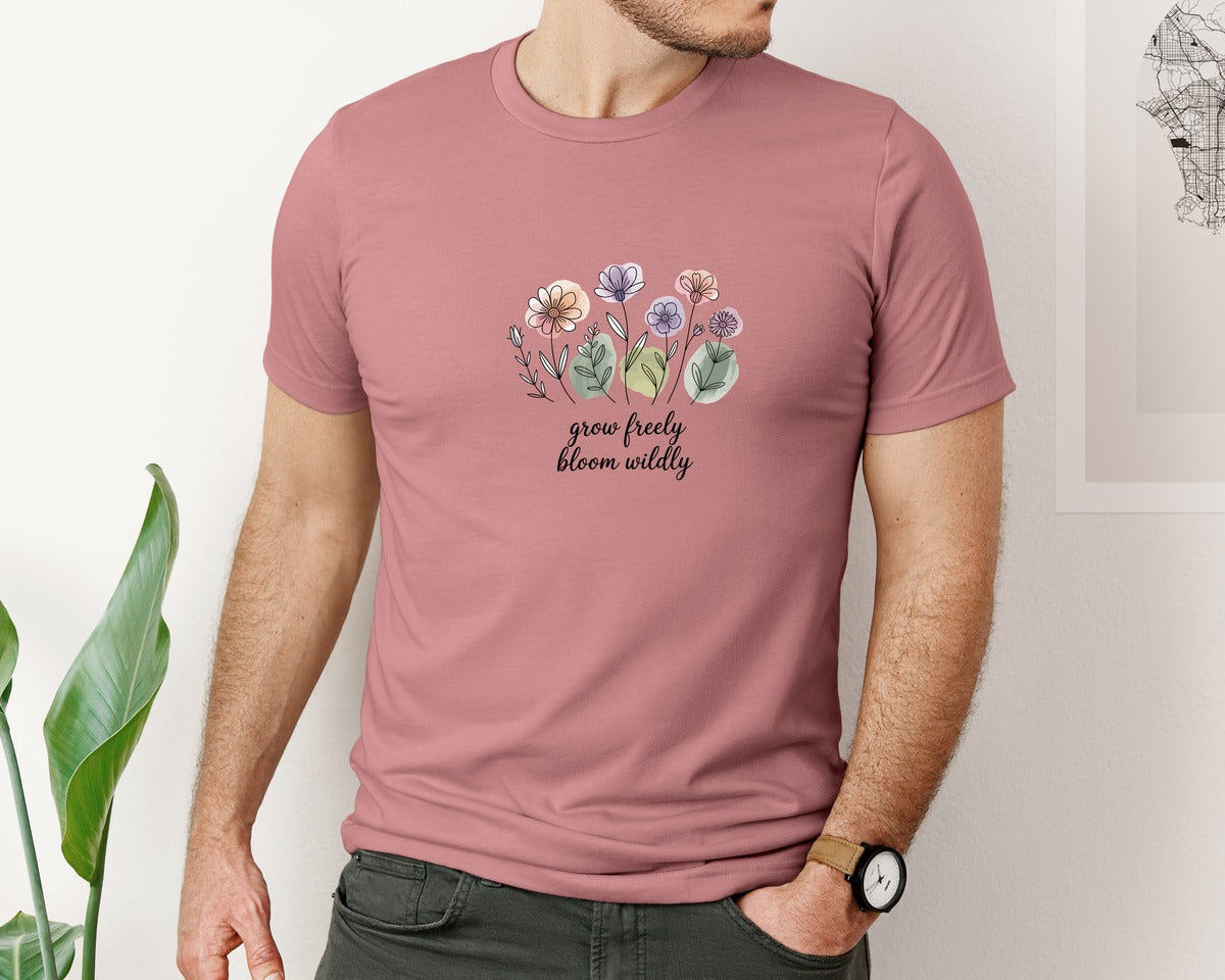brand:Bella Canvas|color:Heather Mauve|Grow Freely Bloom Wildly 2 Graphic T-Shirt