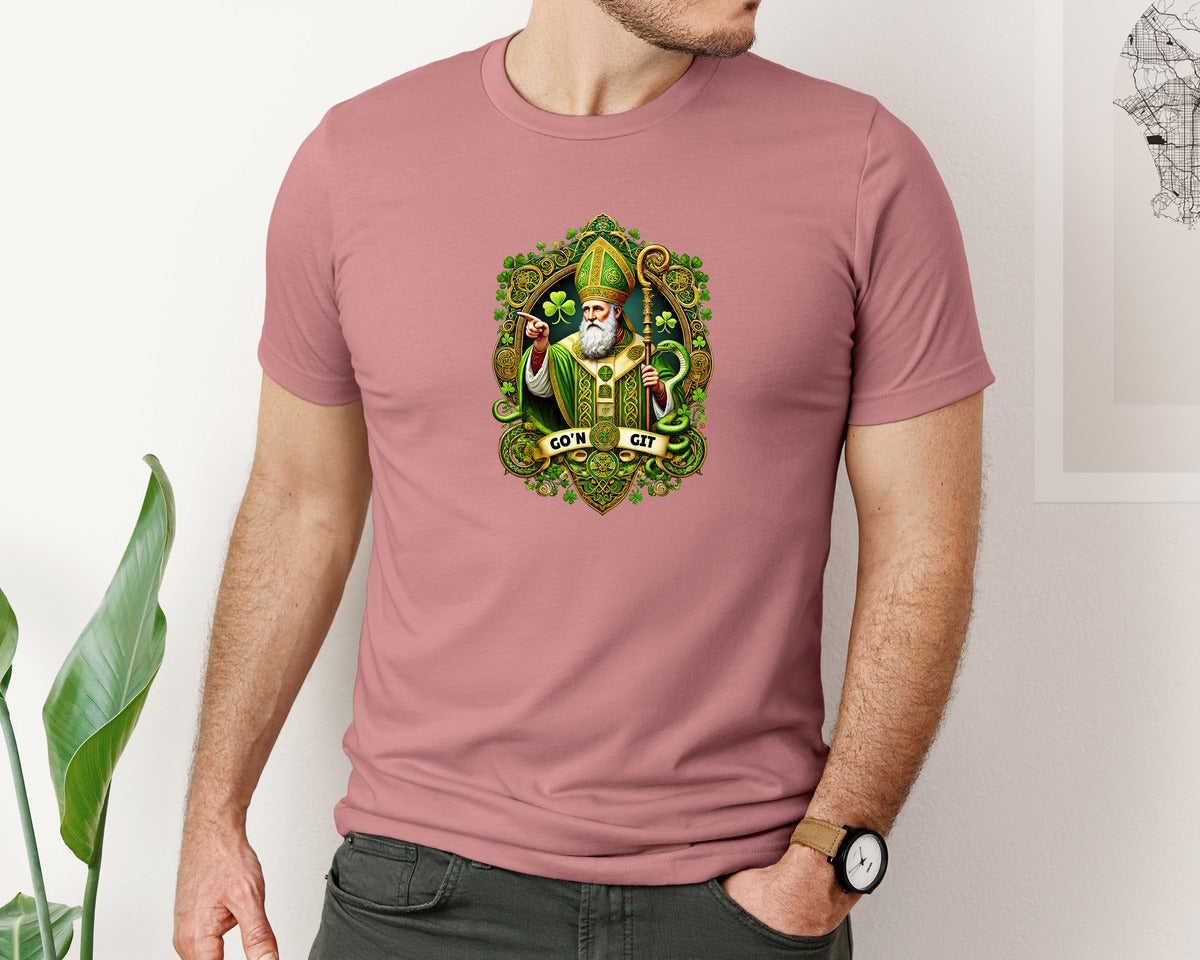 brand:Bella Canvas|color:Heather Mauve|St Patricks Day Saint Patrick Graphic T-Shirt