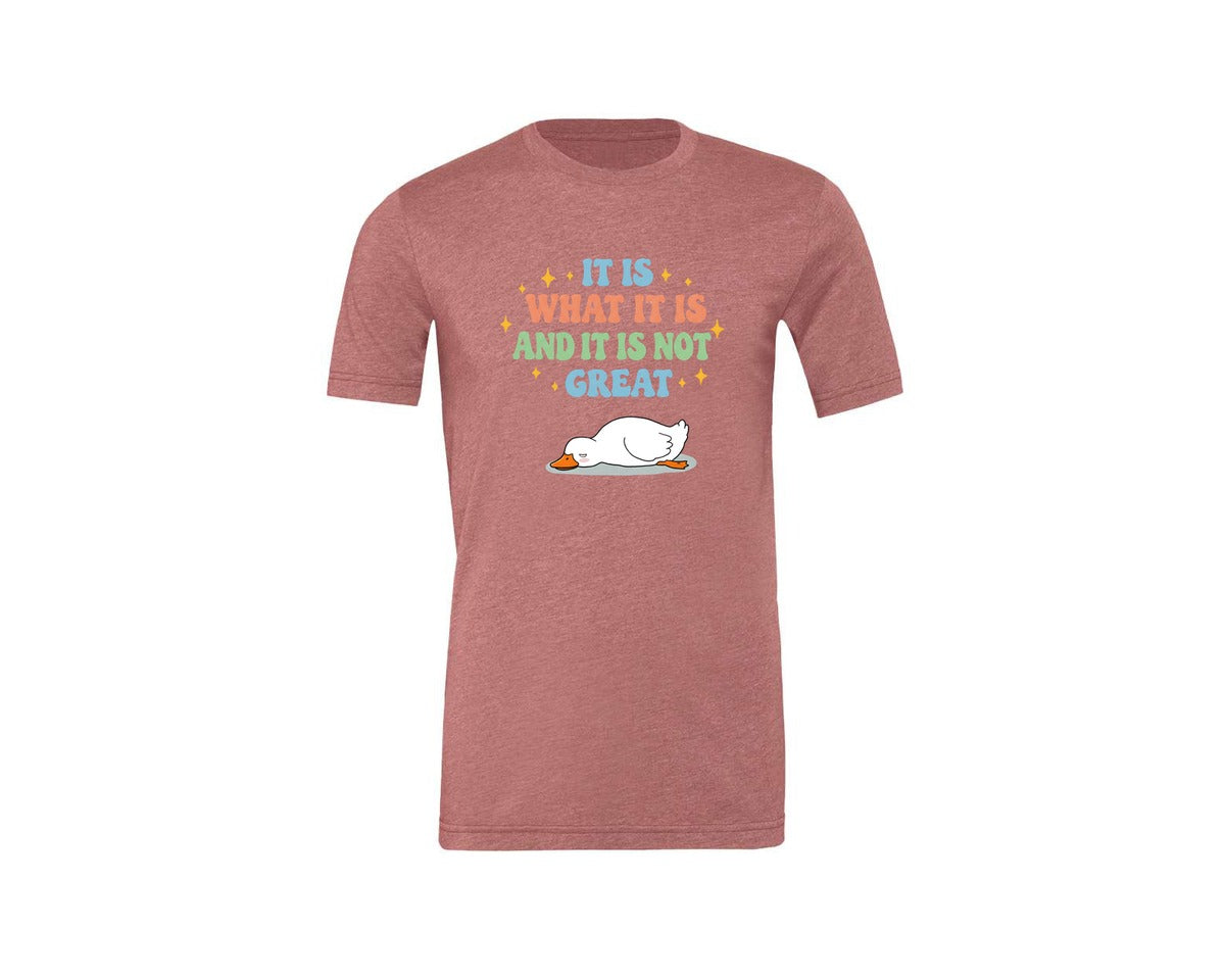brand:Generic|color:Heather Mauve|Funny Duck It Is What It Is Graphic T-Shirt