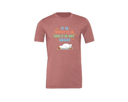 brand:Generic|color:Heather Mauve|Funny Duck It Is What It Is Graphic T-Shirt