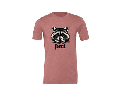 brand:Generic|color:Heather Mauve|Feral Raccoon Gothic Grunge Wild Graphic T-Shirt