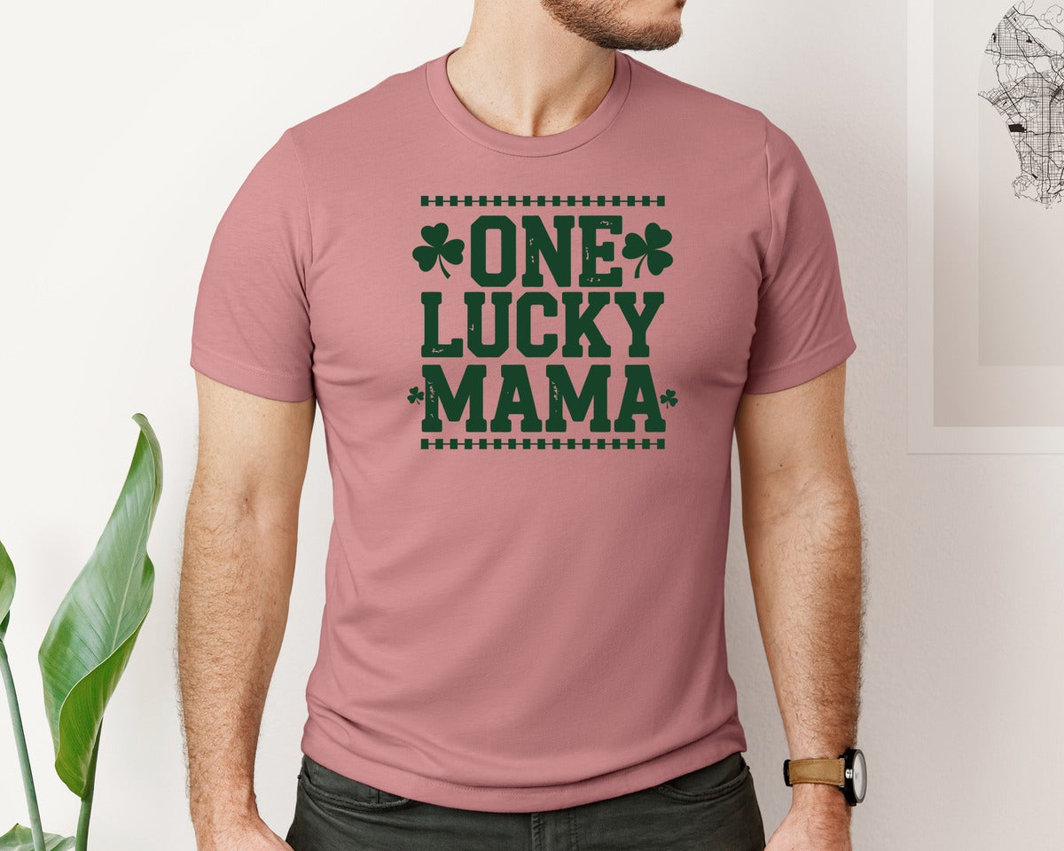 brand:Bella Canvas|color:Heather Mauve|One Lucky Mama Design 40 Graphic T-Shirt