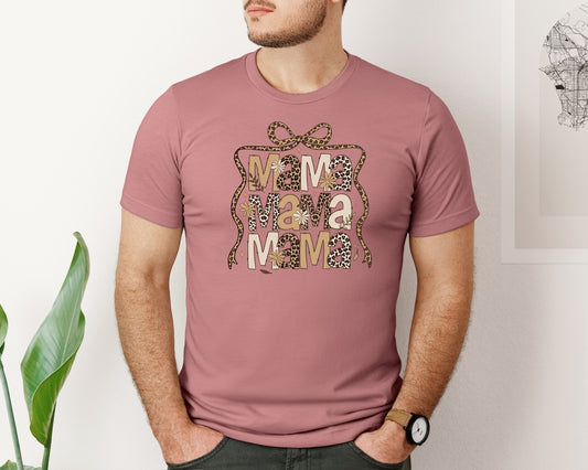 Leopard Neutral Stacked Mama Graphic T-Shirt