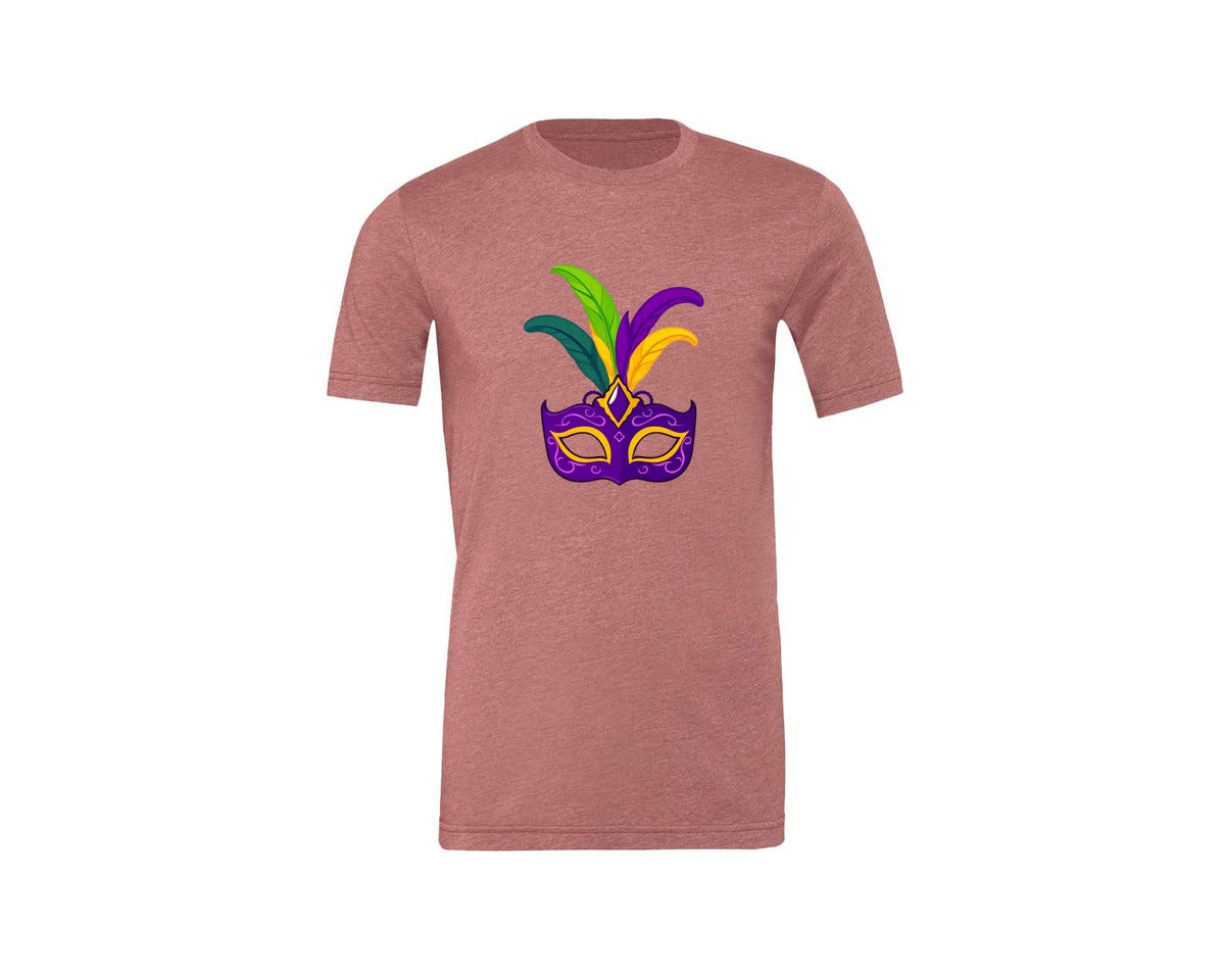 brand:Generic|color:Heather Mauve|Mardi Gras Mask T Shirt Design 4 Graphic T-Shirt