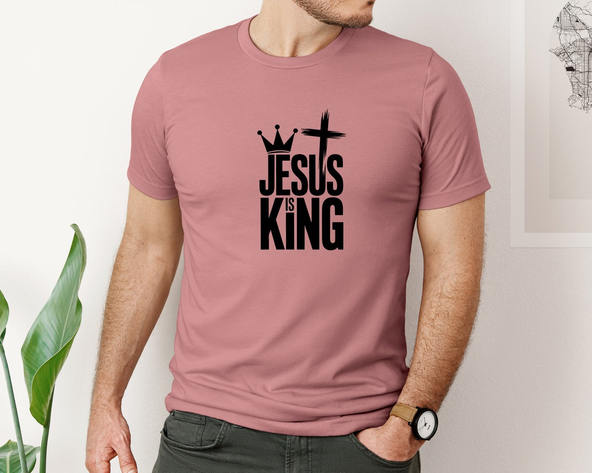 brand:Bella Canvas|color:Heather Mauve|Jesus Religious Christian Graphic T-Shirt