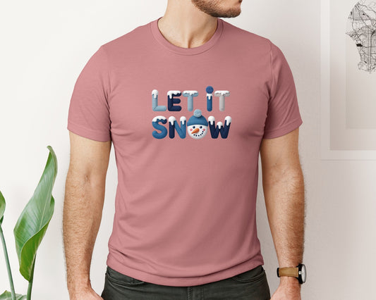 Let It Snow Snowman Faux Yarn 9 Graphic T-Shirt