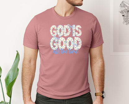 brand:Bella Canvas|color:Heather Mauve|God Is Good Spirit Religious G Graphic T-Shirt