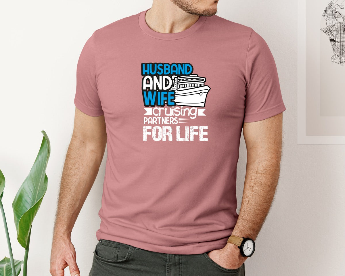 brand:Bella Canvas|color:Heather Mauve|Husband And Wife Cruising Partner For 2 Graphic T-Shirt
