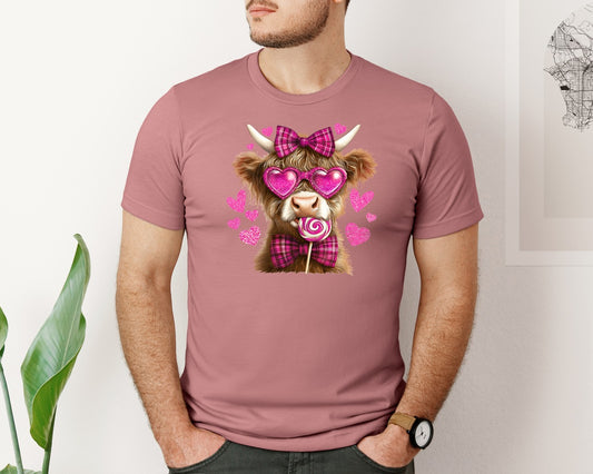 Highland Cow Valentines Coquette 20 Graphic T-Shirt