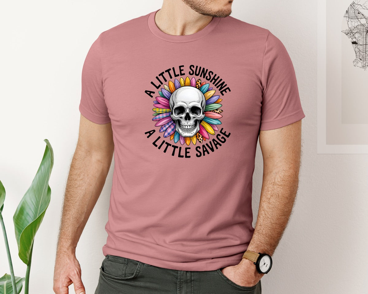 brand:Bella Canvas|color:Heather Mauve|A Little Sunshine A Little Savage 4 Graphic T-Shirt