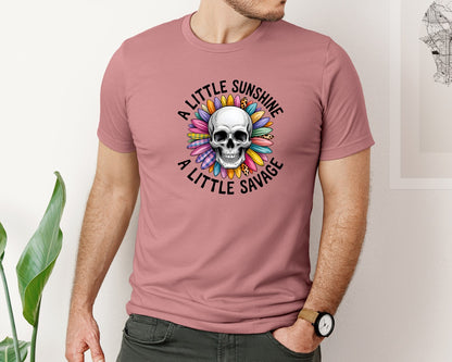 brand:Bella Canvas|color:Heather Mauve|A Little Sunshine A Little Savage 4 Graphic T-Shirt