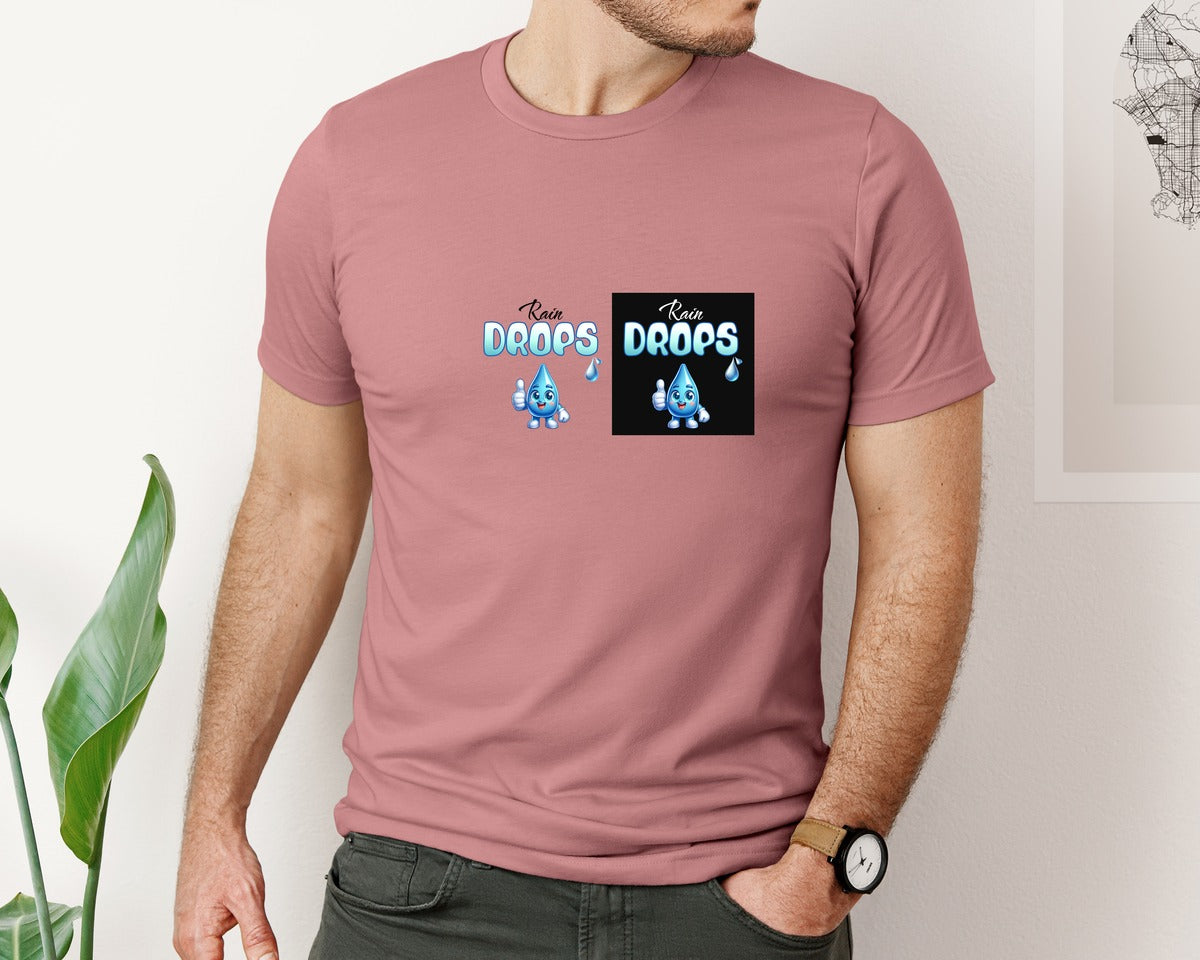 brand:Bella Canvas|color:Heather Mauve|Cute Rain Drop Character Graphic T-Shirt