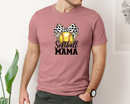 Cute Leopard Bow Softball Mom Sports Mom 2 Graphic T-Shirt