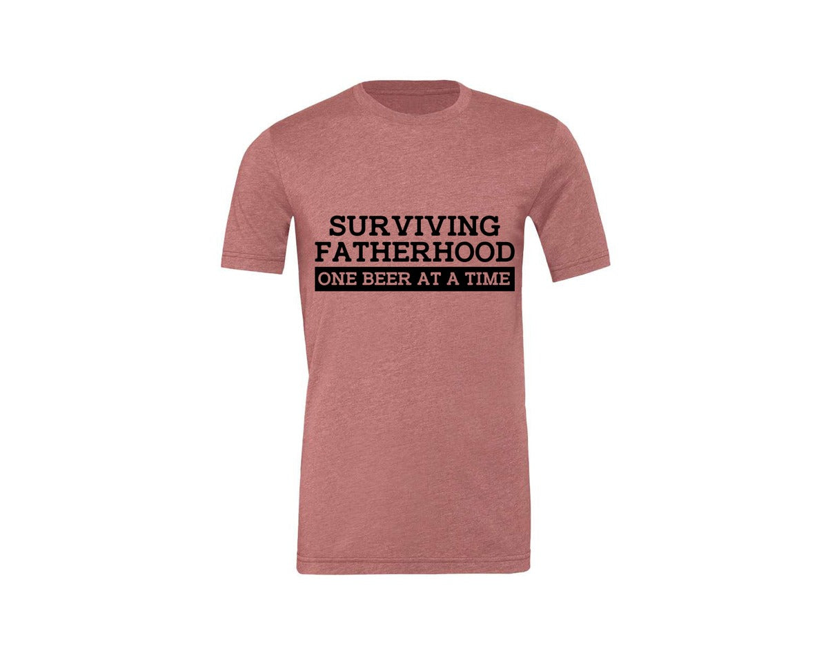 brand:Generic|color:Heather Mauve|Surviving Fatherhood Mens T Shirt Graphic T-Shirt