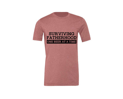 brand:Generic|color:Heather Mauve|Surviving Fatherhood Mens T Shirt Graphic T-Shirt