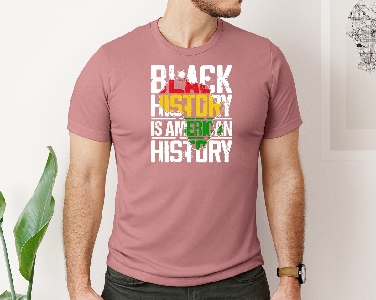 brand:Bella Canvas|color:Heather Mauve|Black History Is American History Vector 4 Graphic T-Shirt