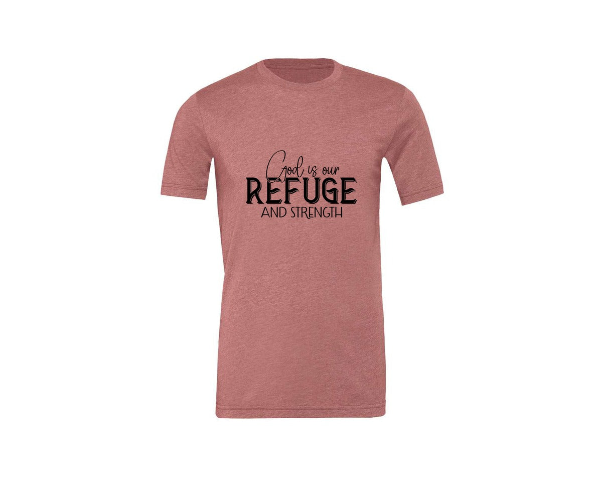 brand:Generic|color:Heather Mauve|God Is Our Refuge And Strength Sleeve Sv Graphic T-Shirt