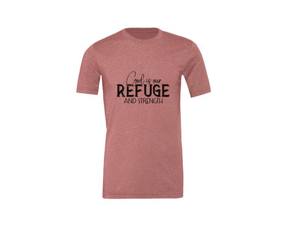 brand:Generic|color:Heather Mauve|God Is Our Refuge And Strength Sleeve Sv Graphic T-Shirt