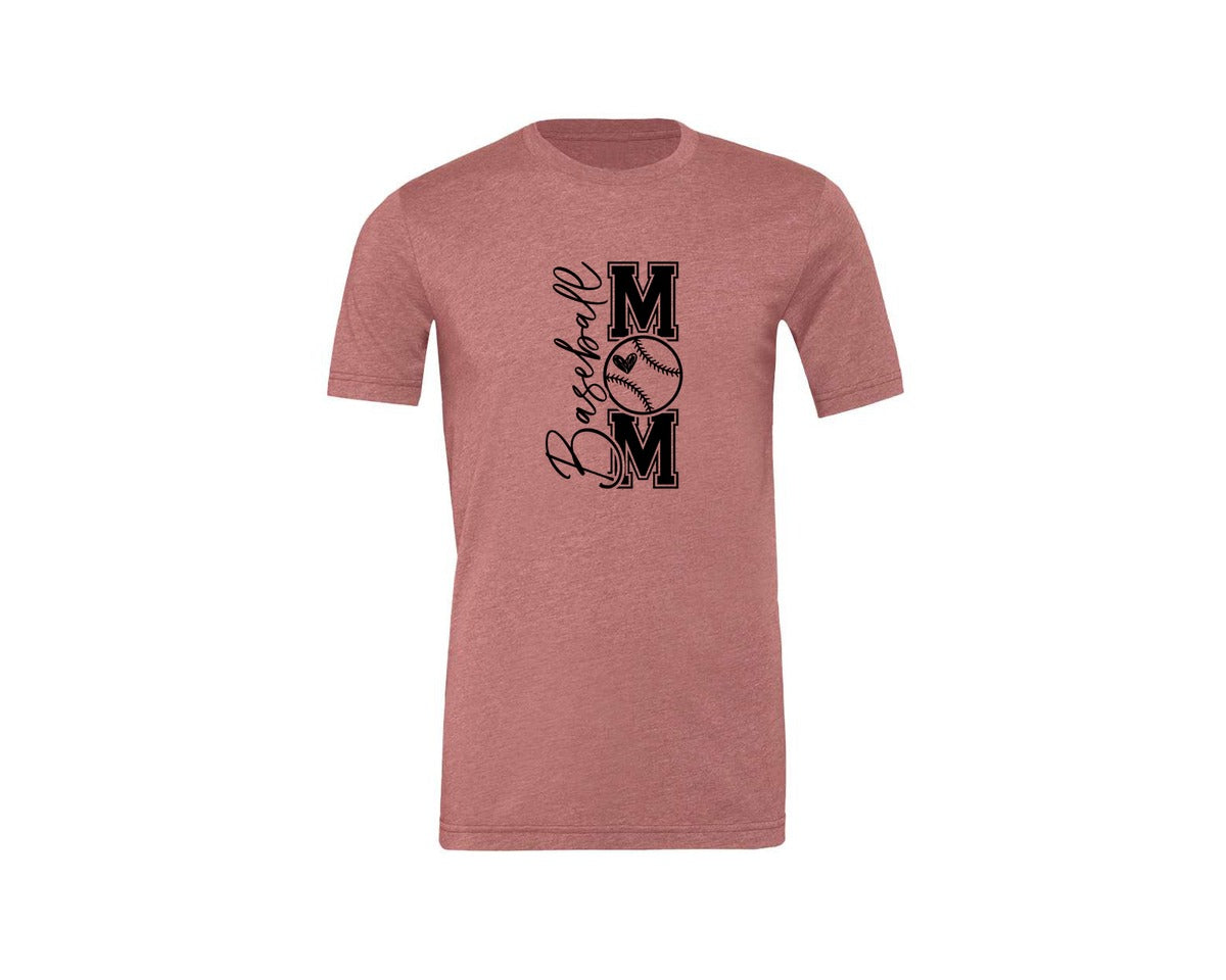 brand:Generic|color:Heather Mauve|Baseball Mom Baseball Mom 2 Graphic T-Shirt