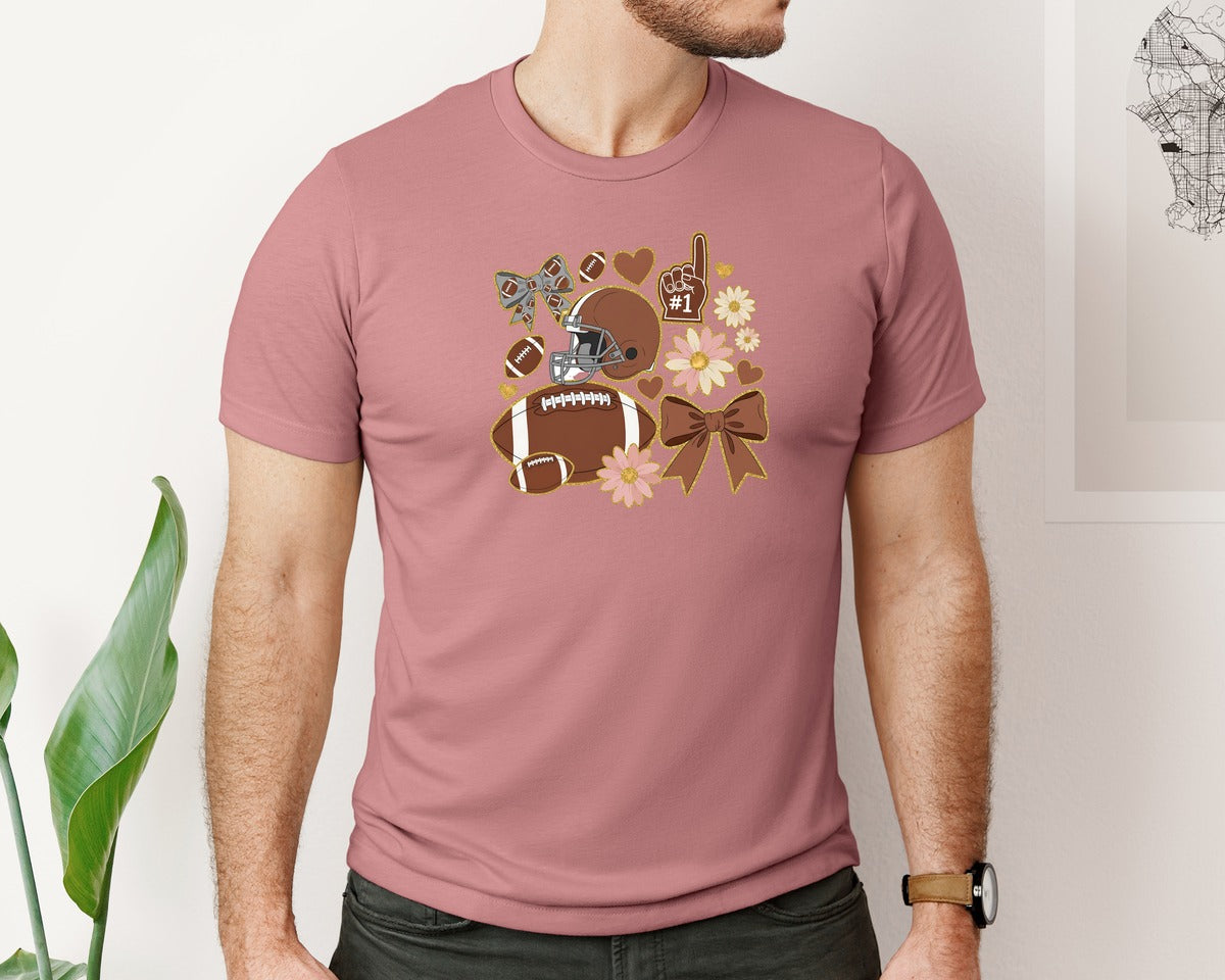 brand:Bella Canvas|color:Heather Mauve|Football Mama Game Day 2 Graphic T-Shirt