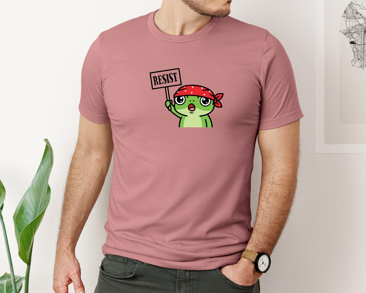 brand:Bella Canvas|color:Heather Mauve|Resist Frog T Shirt Design Vector 2 Graphic T-Shirt