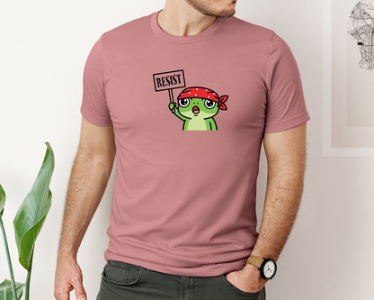 brand:Bella Canvas|color:Heather Mauve|Resist Frog T Shirt Design Vector 2 Graphic T-Shirt