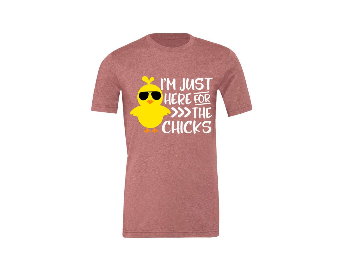 brand:Generic|color:Heather Mauve|I Am Just Here For The Chicks 4 Graphic T-Shirt