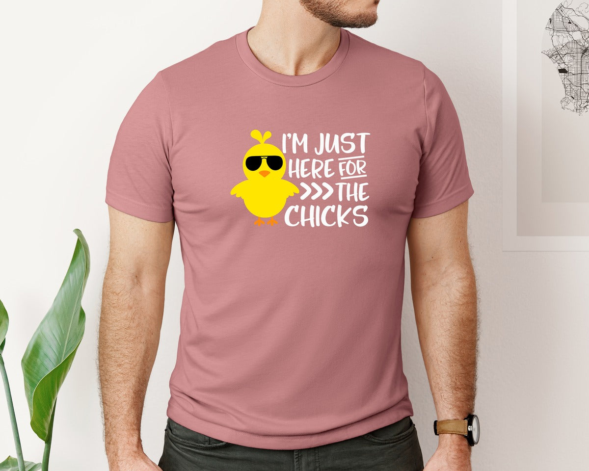 brand:Bella Canvas|color:Heather Mauve|I Am Just Here For The Chicks 4 Graphic T-Shirt